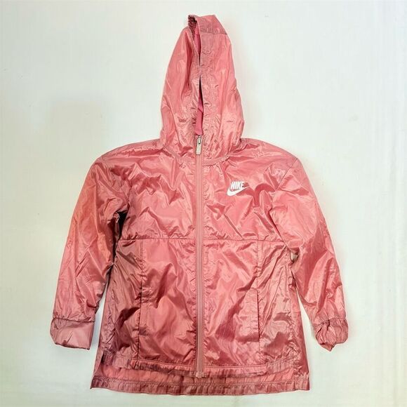 Nike Kids Pink Hooded Jacket Size 4-5 Full Zip with‎ Hood - Picture 1 of 7